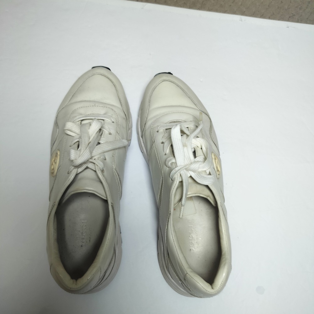 Gucci Interlocking G Leather Sneakers Off-White Low Top Trainers Mens 10.5